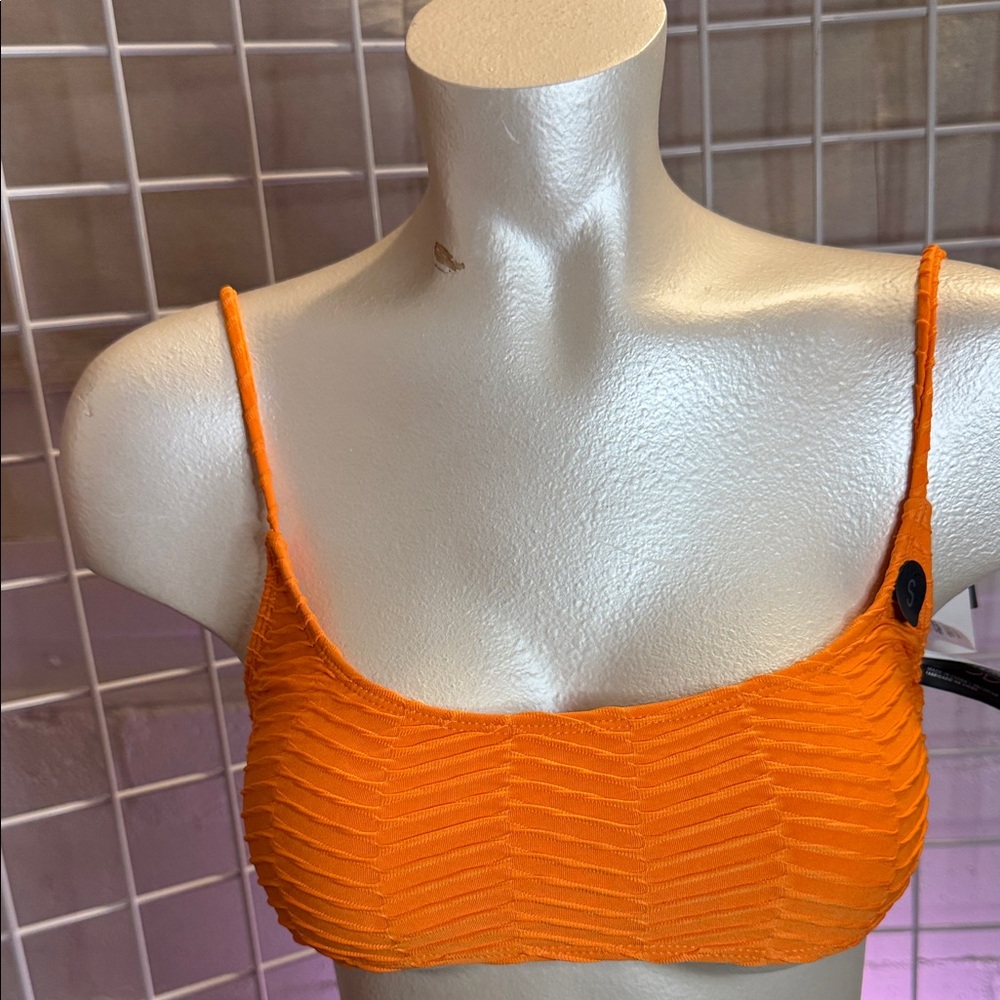 Orange Textured bikini crop Top SZ S
